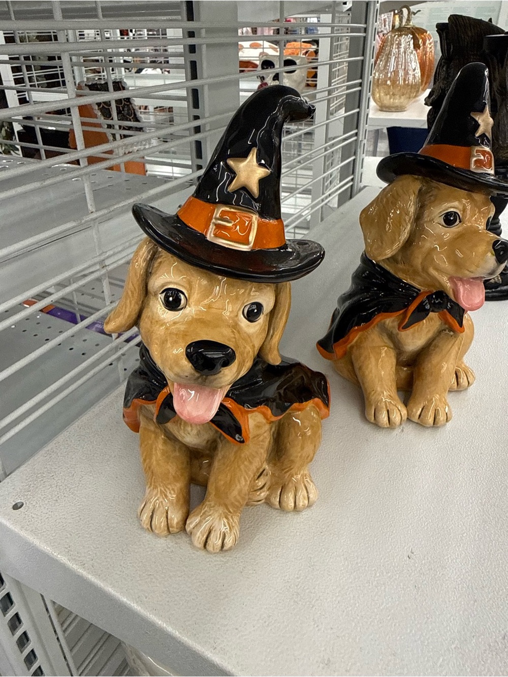 Halloween golden retriever Figurine in Black and Orange - figurine